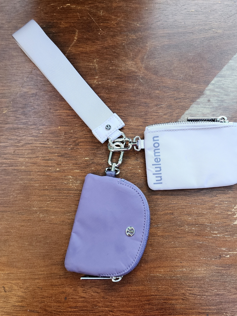 Lululemon Dual Pouch Wristlet Wallet Keychain - Faint Lavender / Grape Thistle